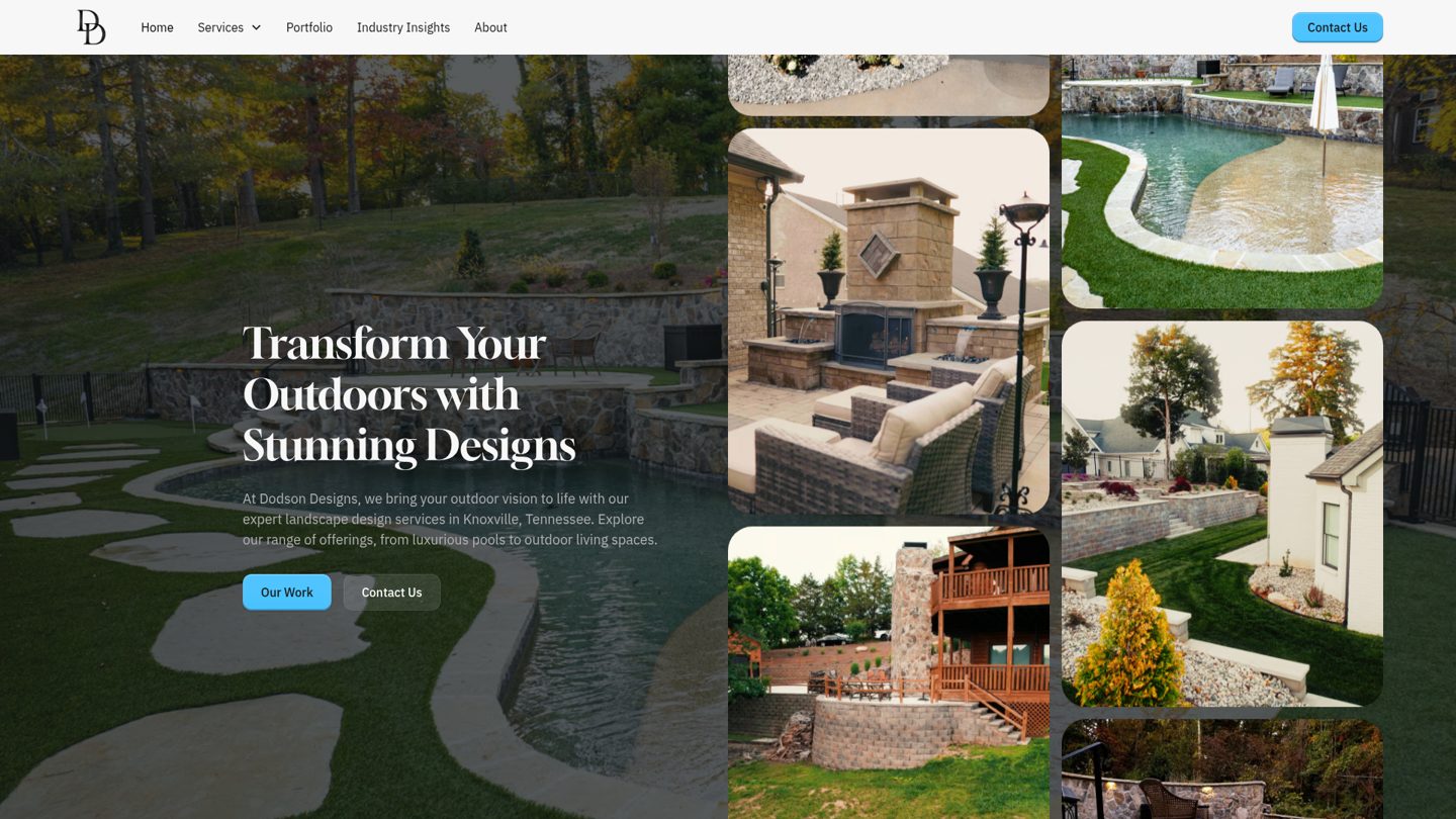 Backyard renovation company website designed by GH Consulting for Dodson Designs