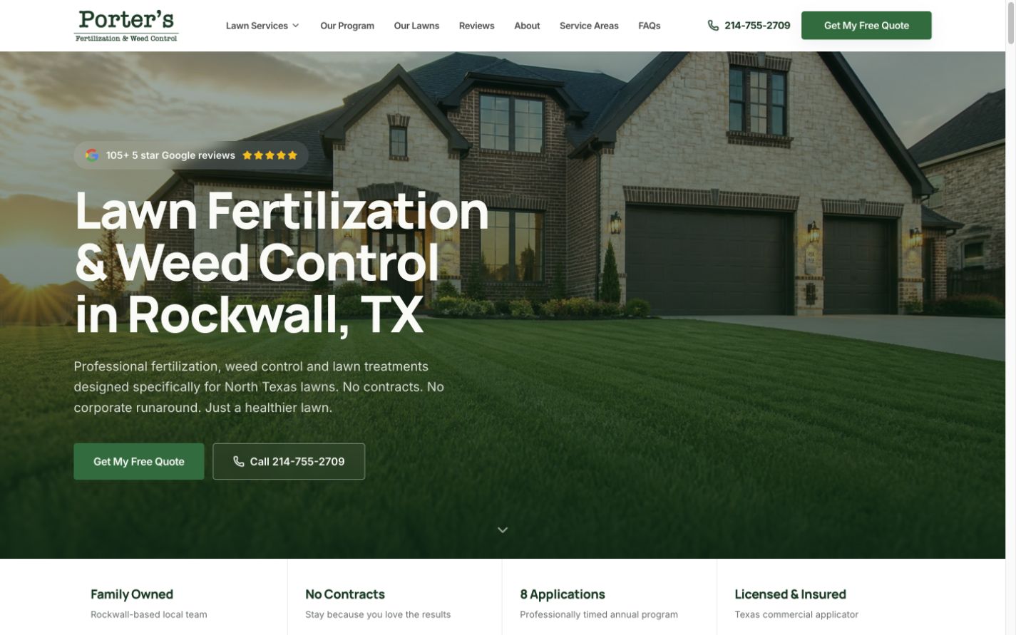 Porter's Fertilization website after the GH redesign